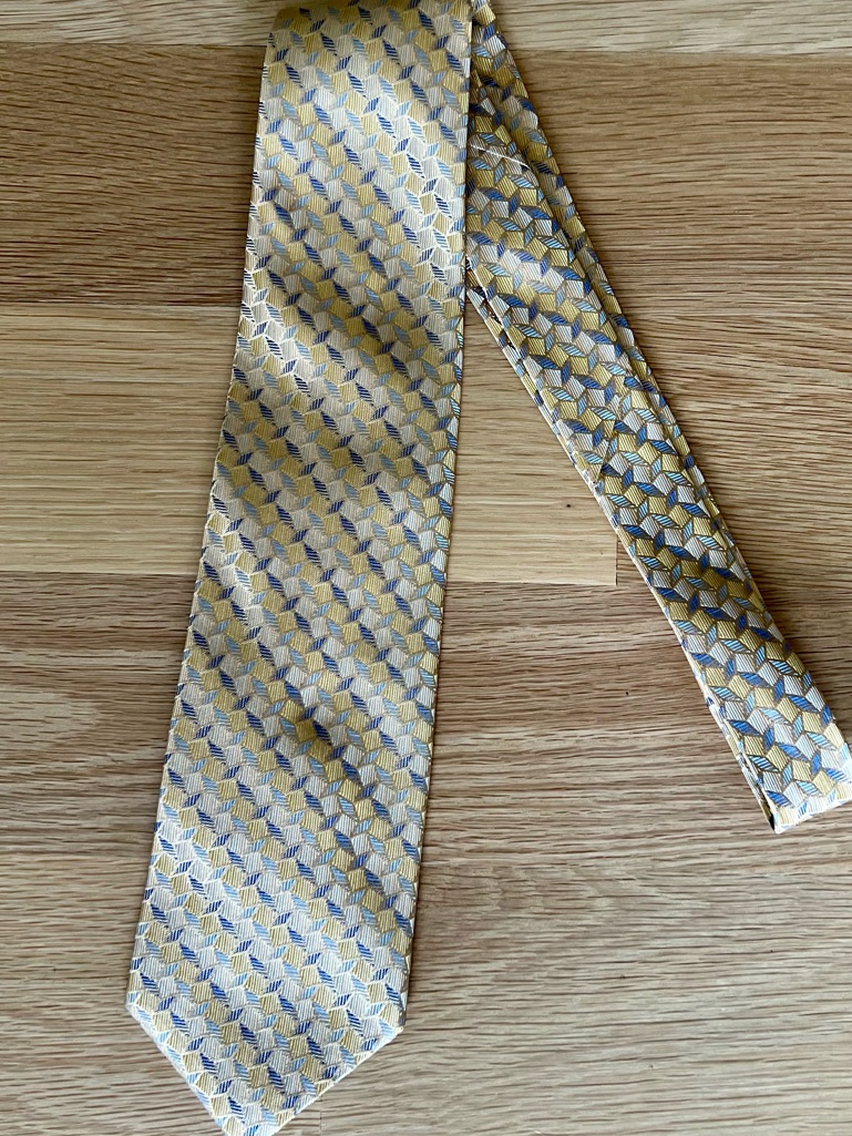 Mens Joseph  Feiss Gold And Silver Geometric Silk Tie
